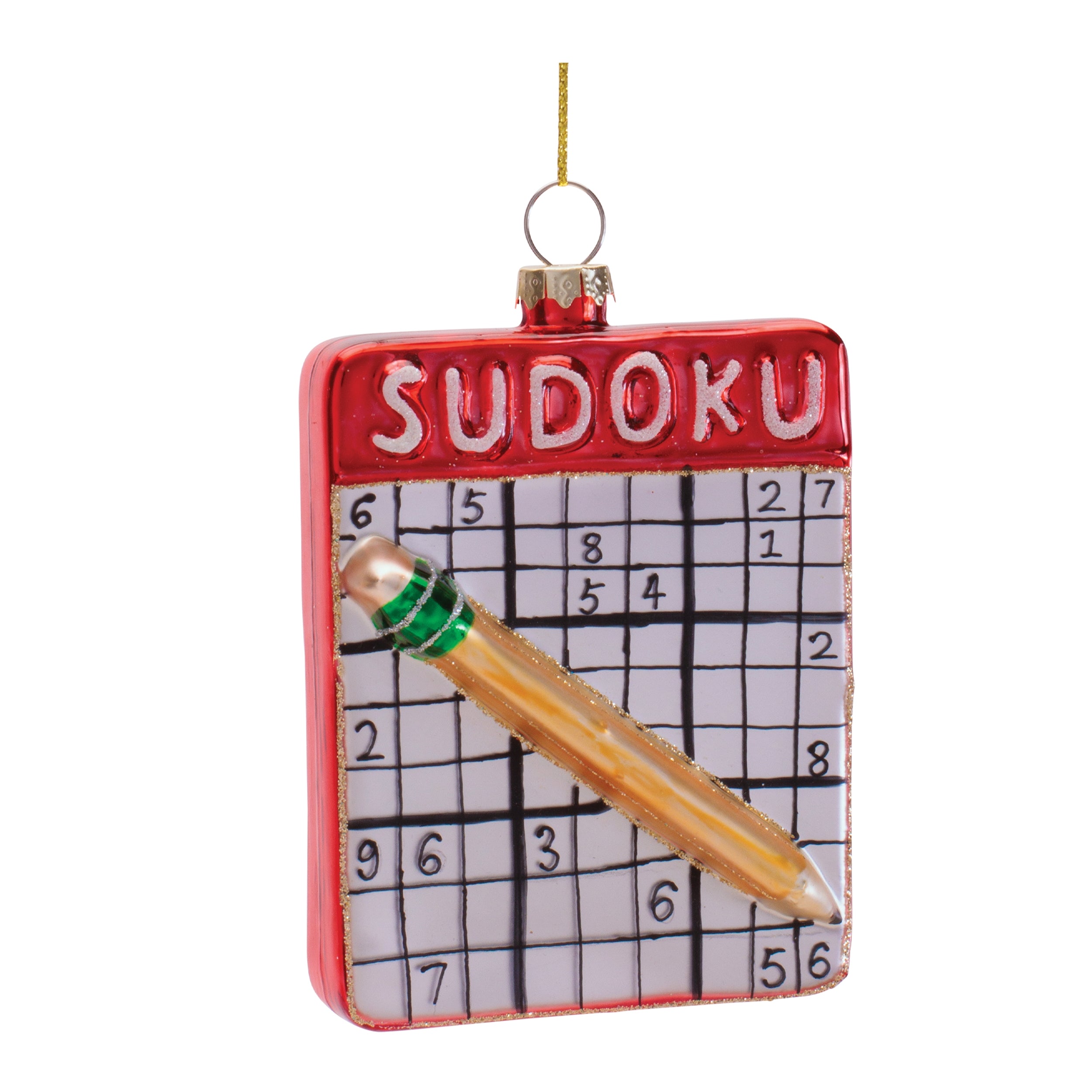 Sudoku Ornament 4”H Glass
