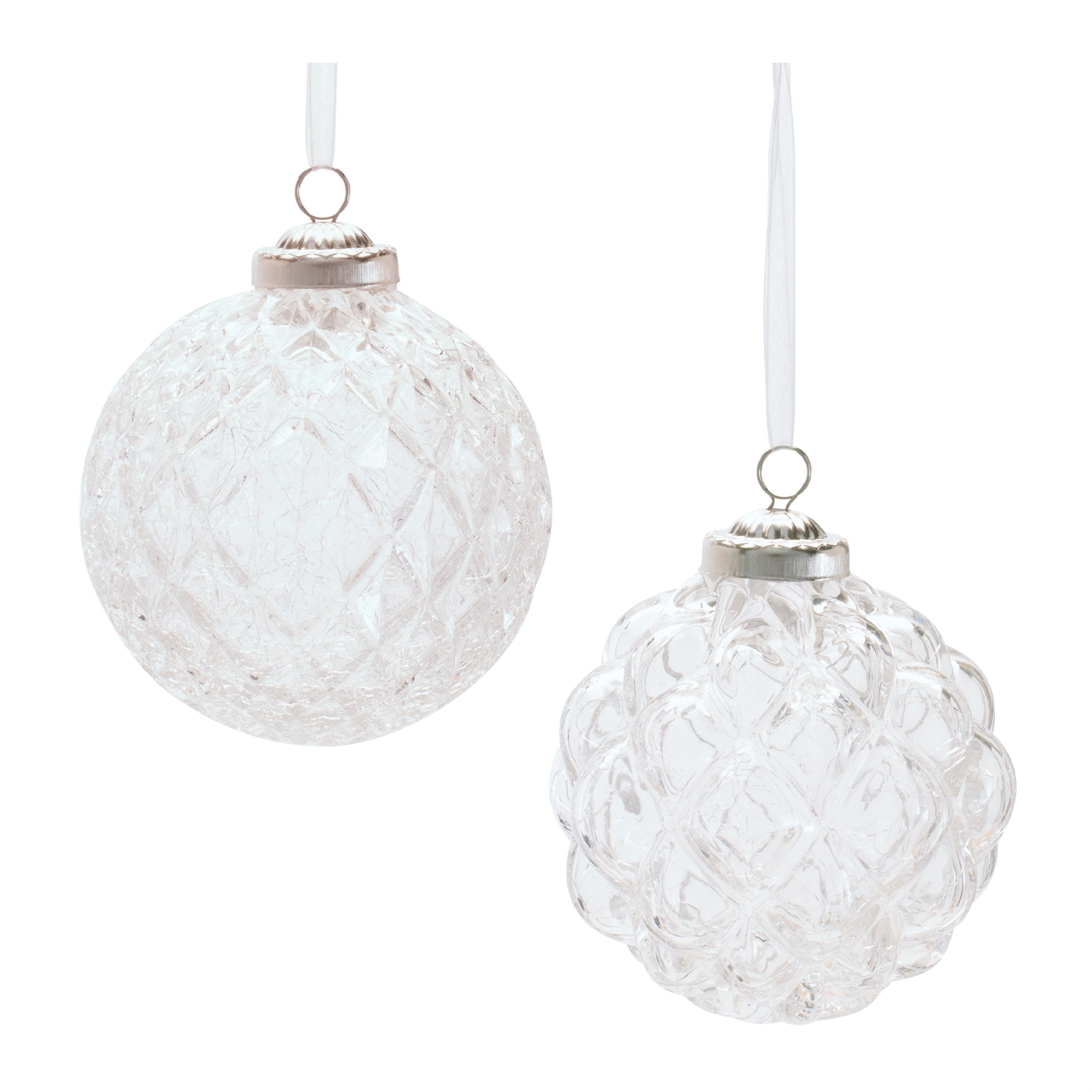 Ball Ornament (2 set of) 4”D Glass