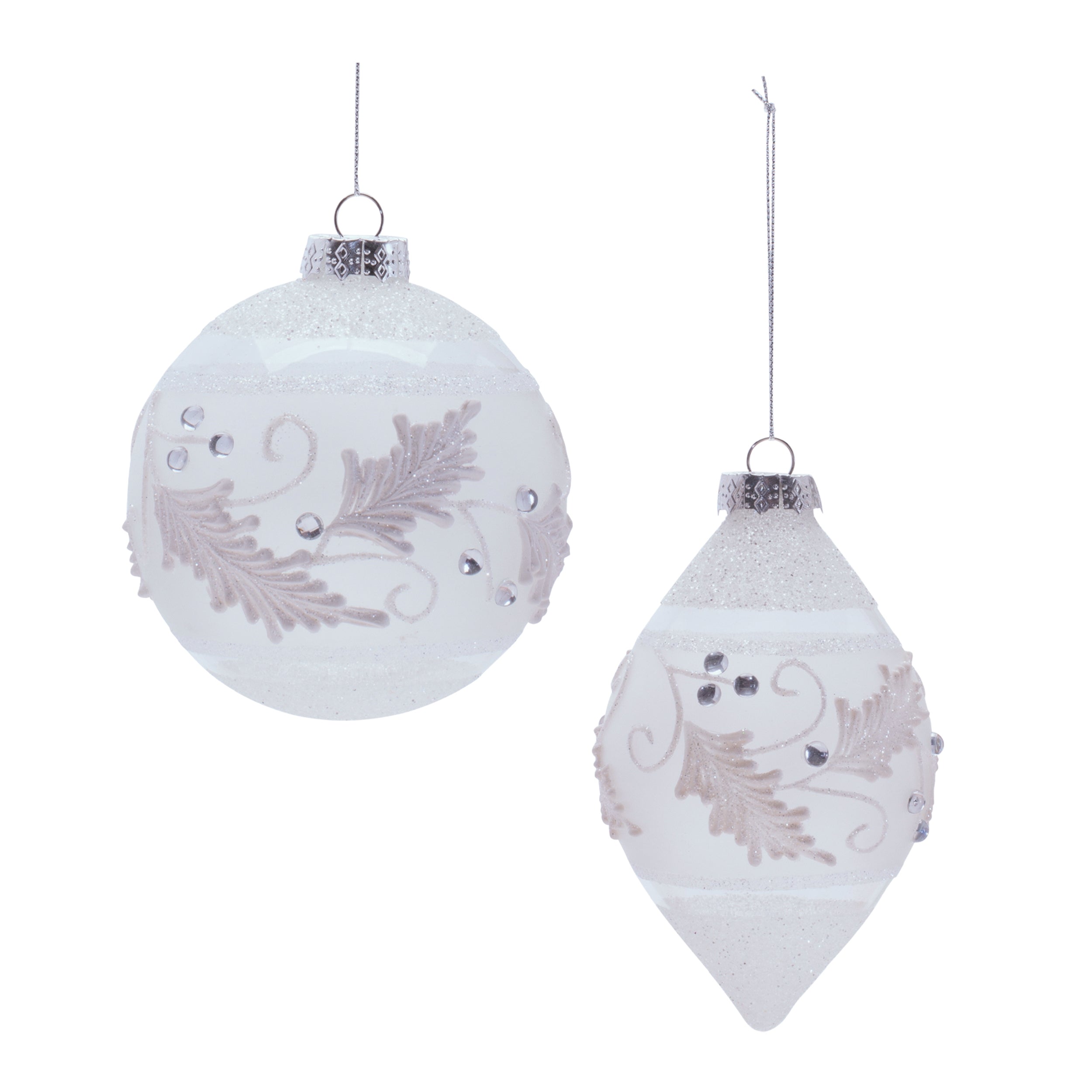 Ornament (2 set of) 4"D, 5.25"H Glass
