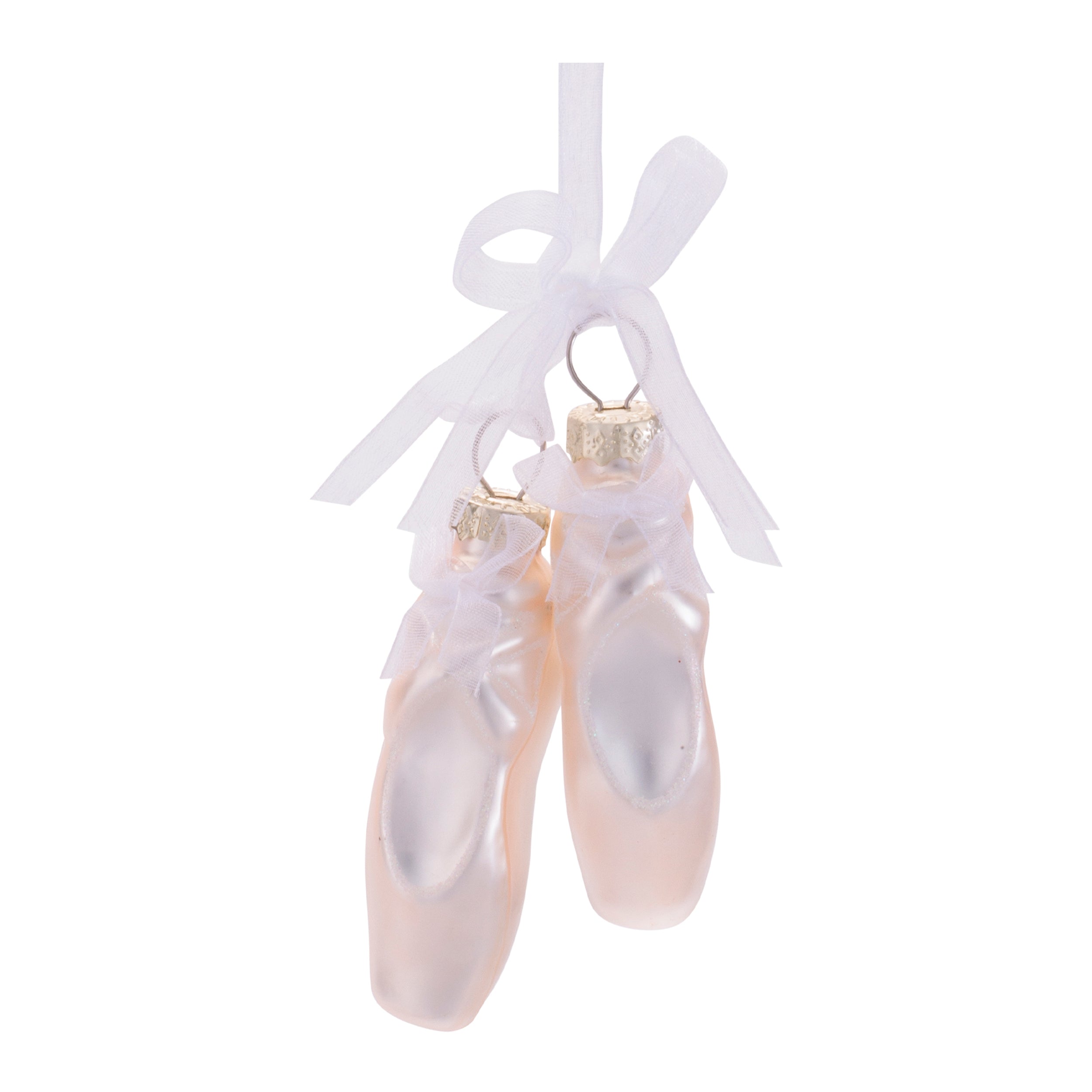Ballet Slipper Ornament 4”H Glass