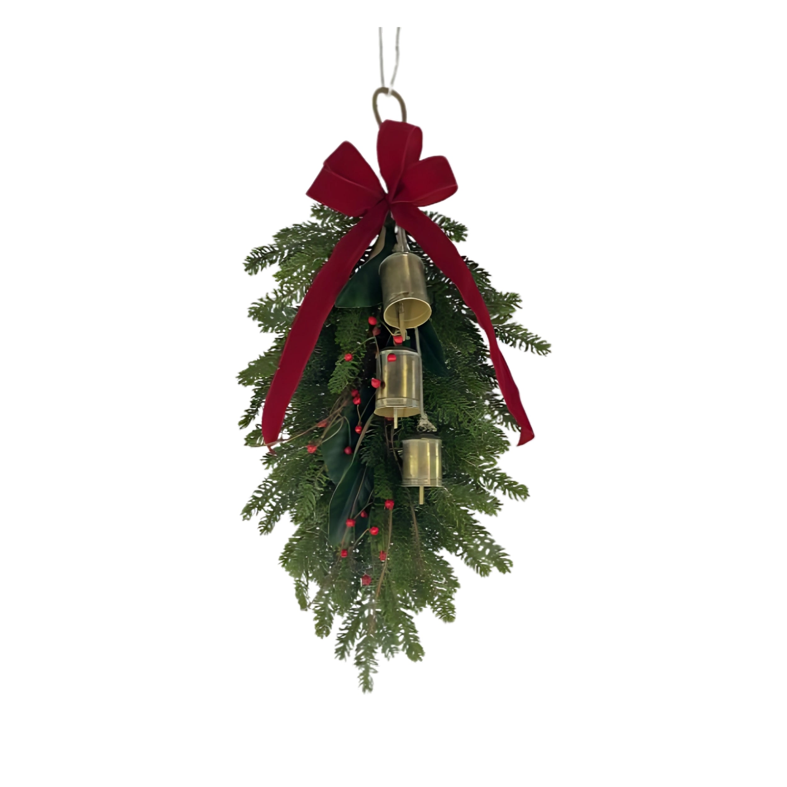 Pine Swag w/Bells and Bow 32”L