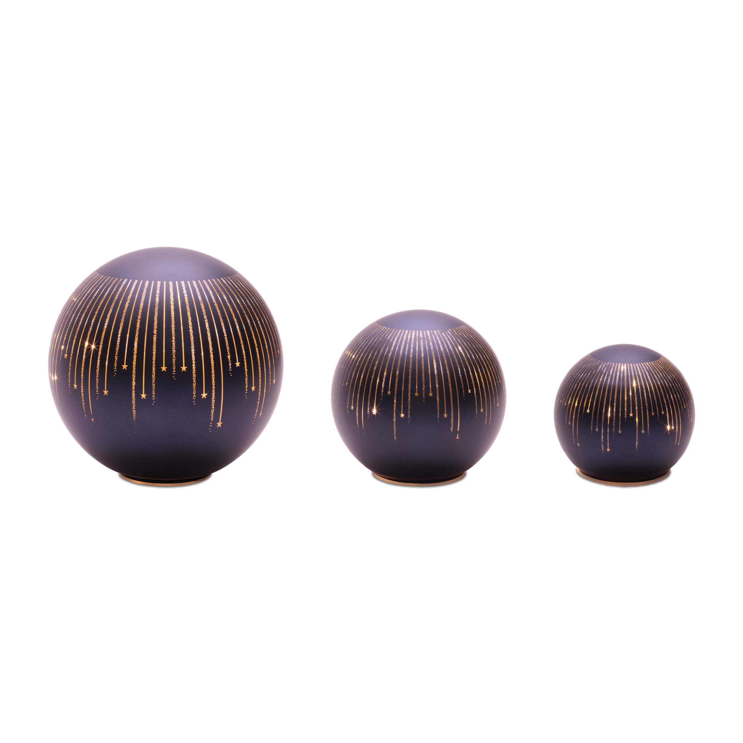 Globe (Set of 3) 4.5"D, 5.5"D, 7.75"D Glass 6 Hr Timer 3 AAA Batteries Not Included