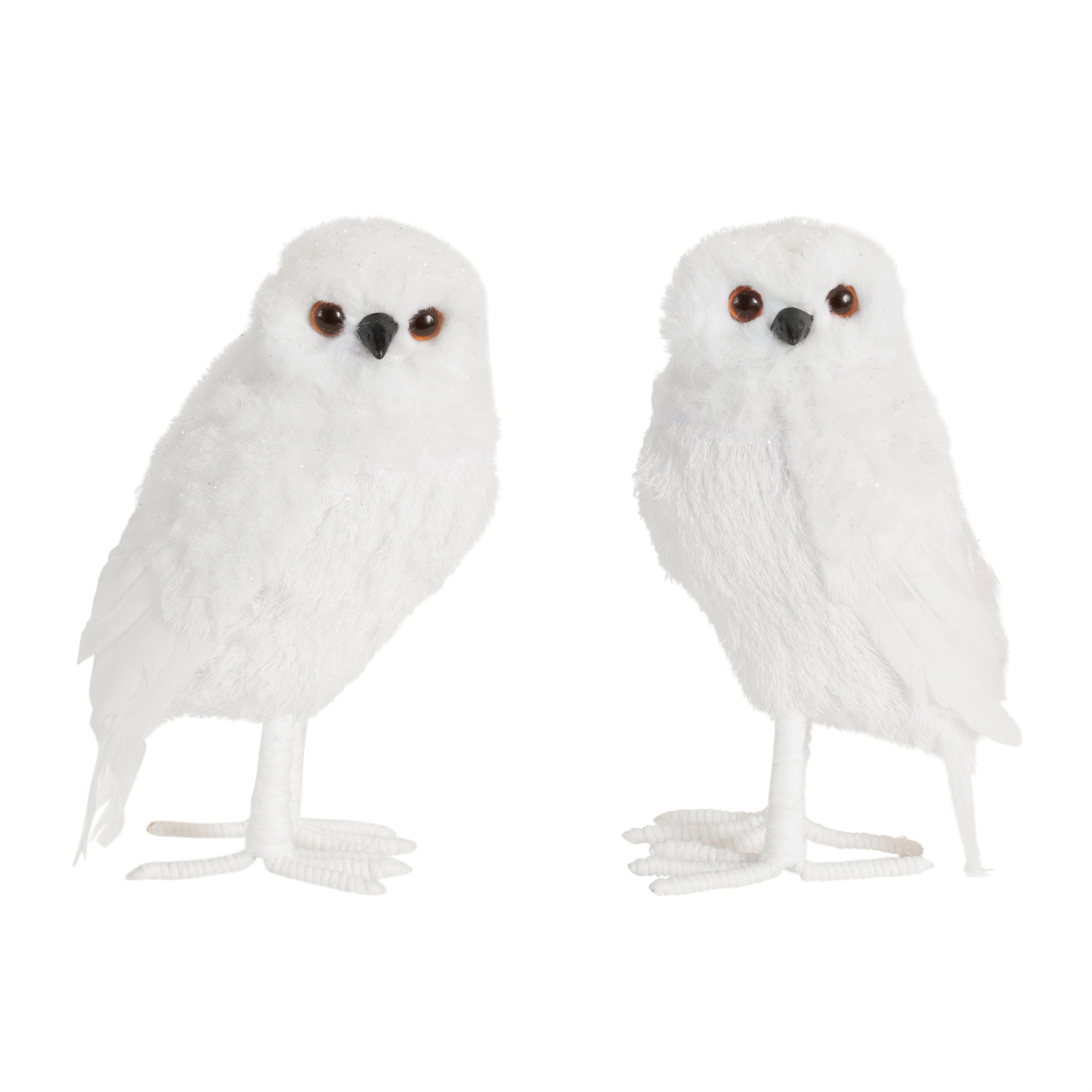 Owl (2 set of) 7.75”H Foam/Fabric/Faux Fur