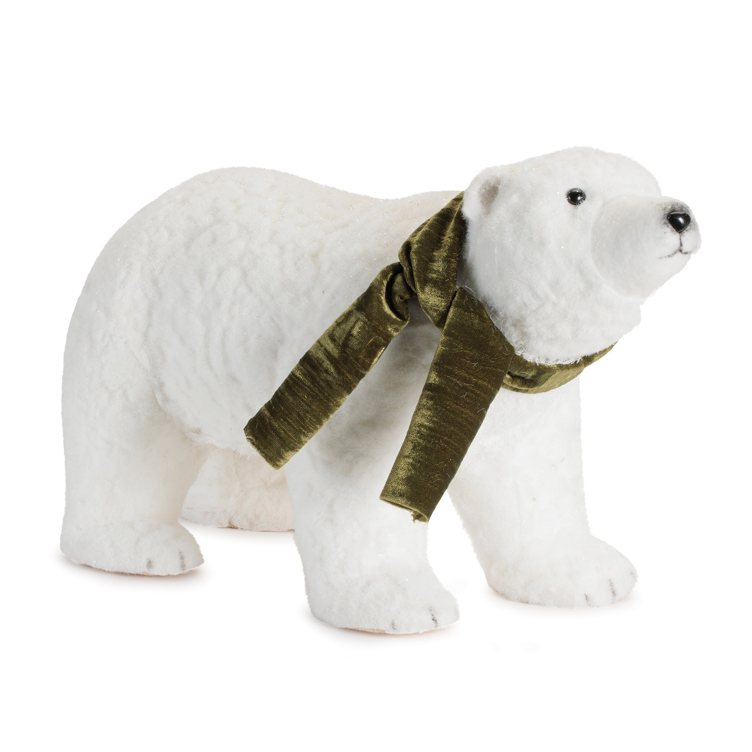 Polar Bear w/Bow 21"L x 12"H Foam/Fabric/Faux Fur