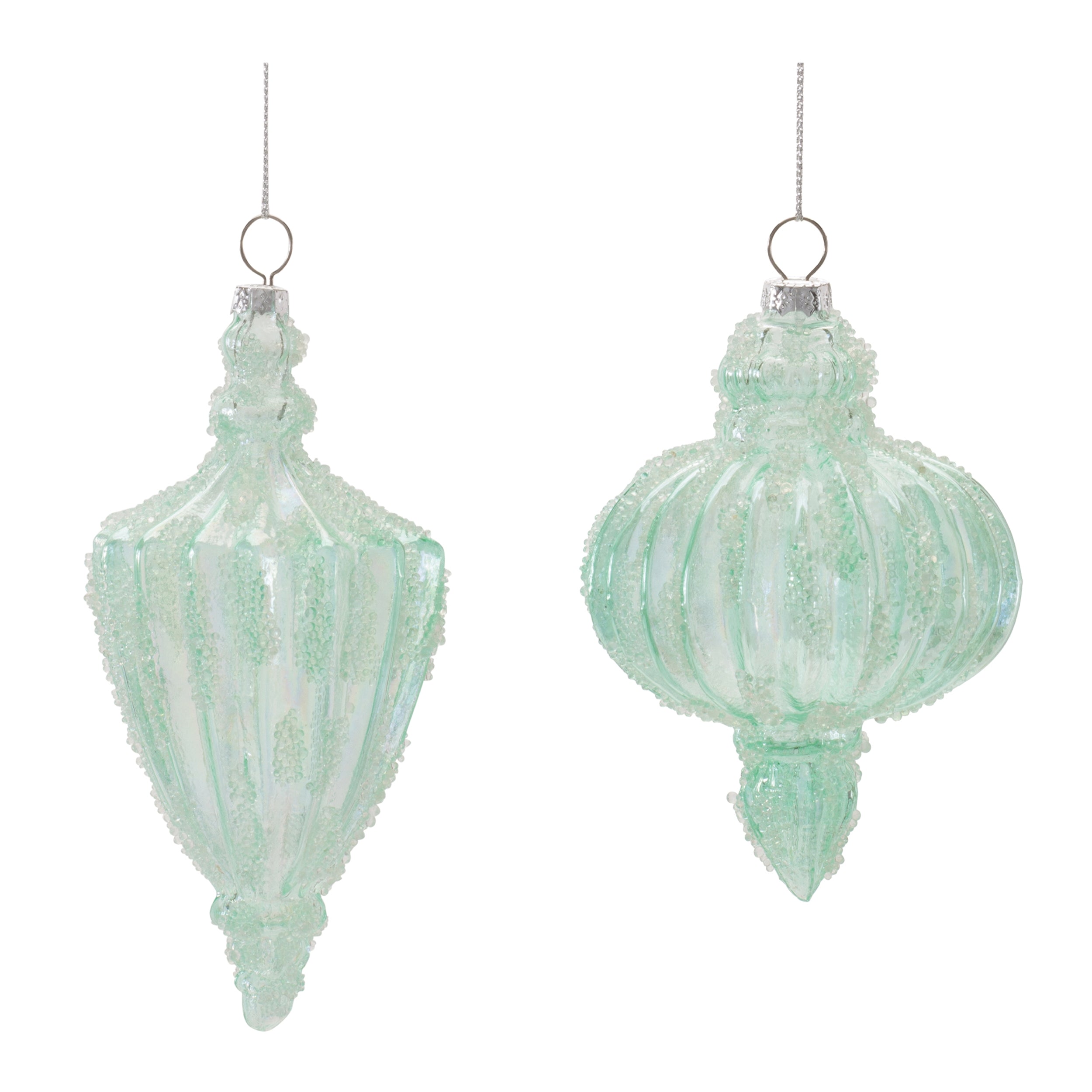 Ornament (2 set of) 3"H, 5"H Glass