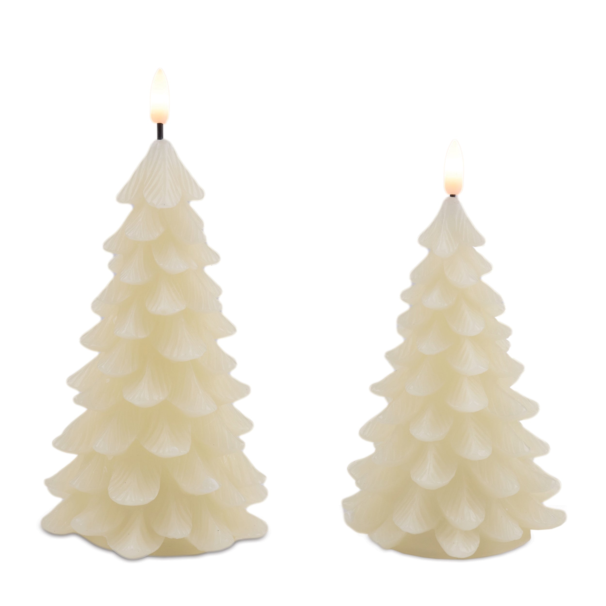 LED Tree Candle (Set of 2) 8"H, 9"H Wax/ 2 AA Batteries Not Included