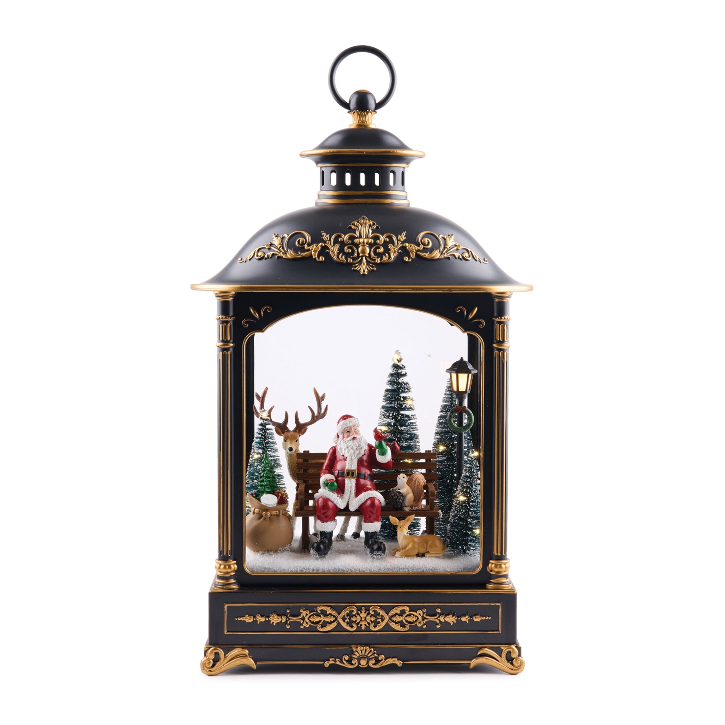 LED Lantern w/Santa and Animals 17.5”H 2 AA Batteries Not Included/USB Cord Included