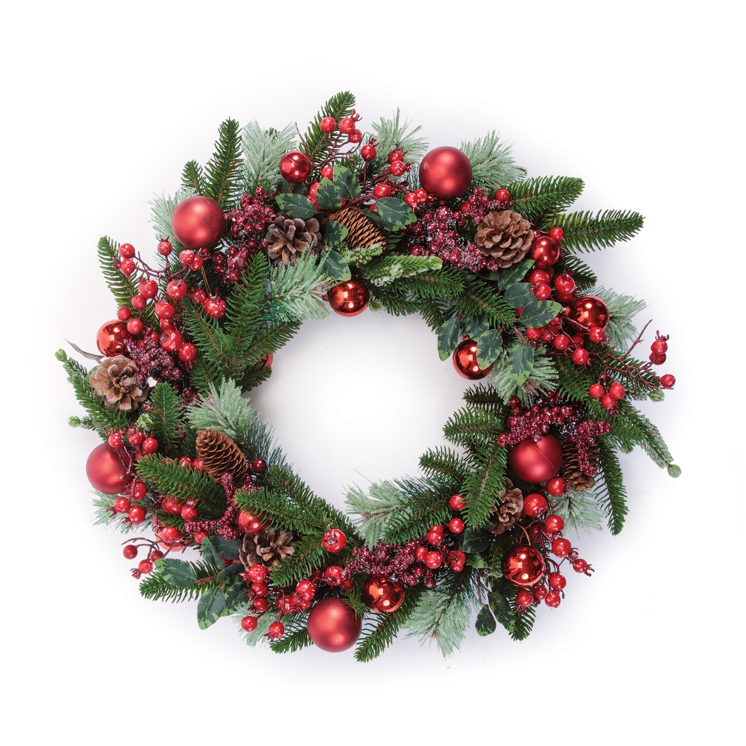 Pine Wreath w/Ornaments 22”D /Foam/Twig