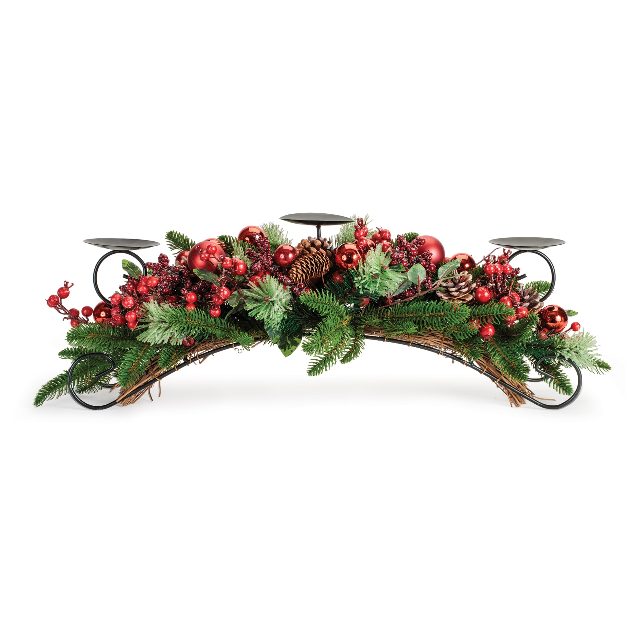 Pine Centerpiece w/Ornaments 29"L x 9.75"H /Foam/Metal