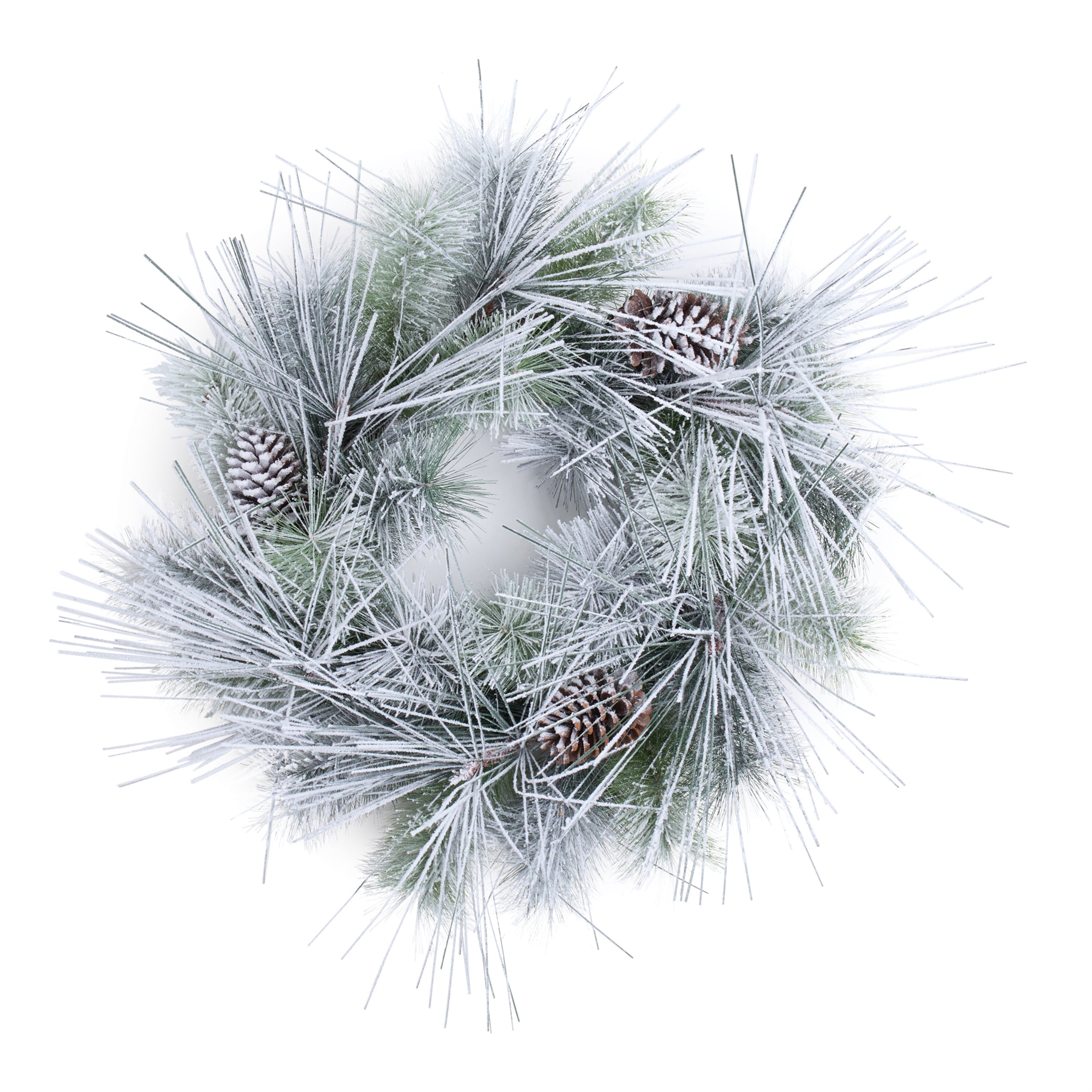 Mixed Pine Flocked Wreath 32”D PVC