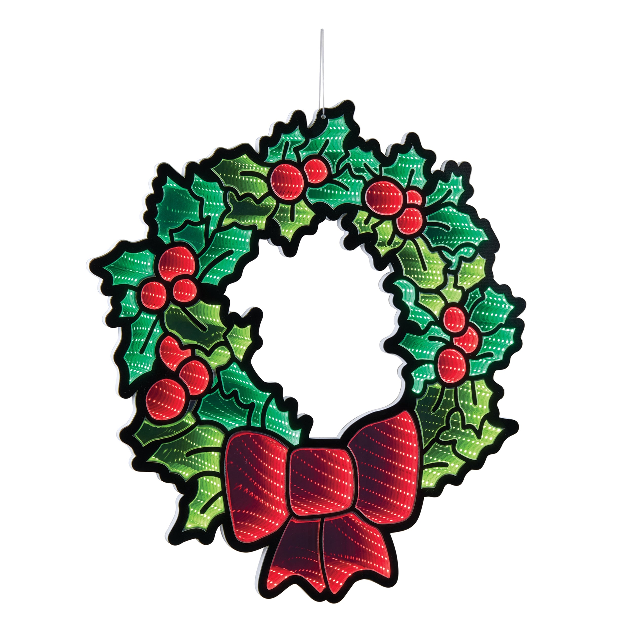 Holly Wreath w/Bow Ekkolight 24”H Acrylic UL Plug
