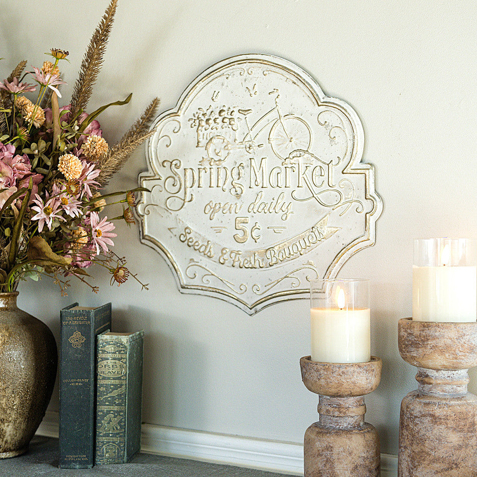 Distressed White Spring Market Wall Art