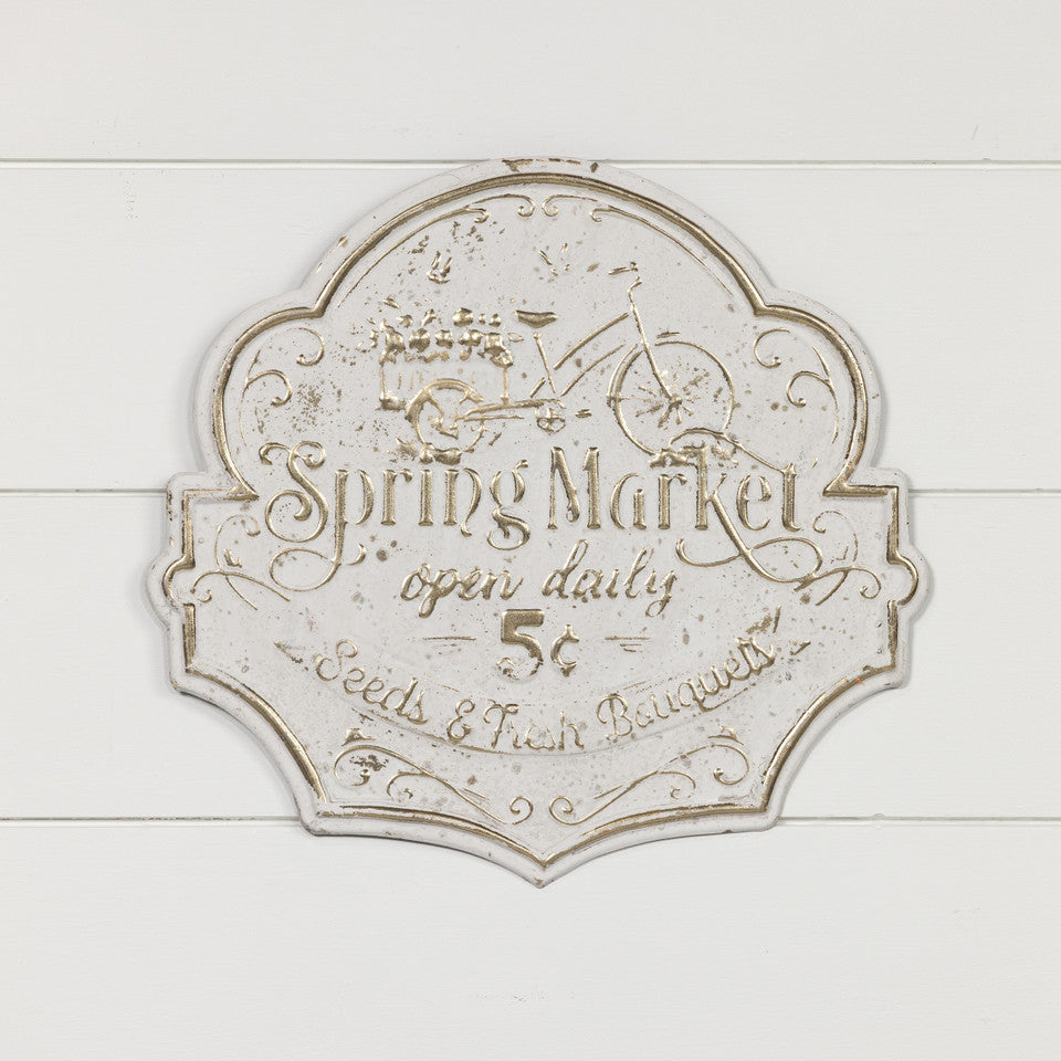 Distressed White Spring Market Wall Art