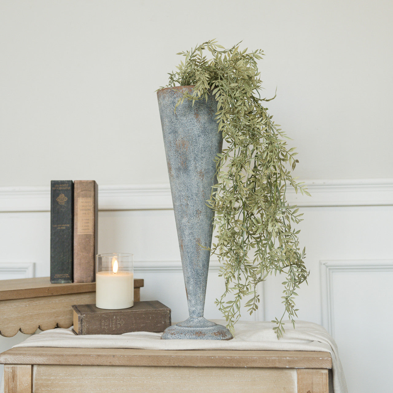 French Floral Weathered Vase