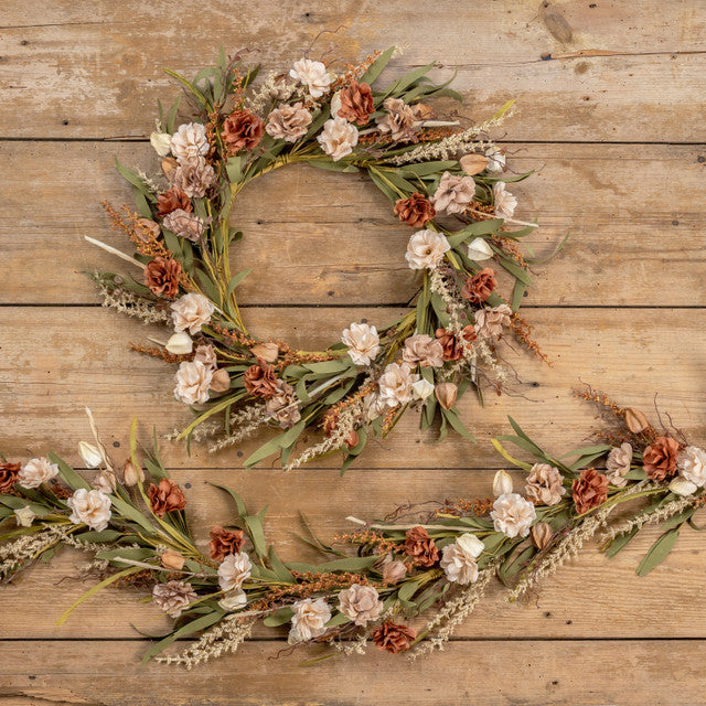 20" Fall Hues Carnation & Lantern Wreath