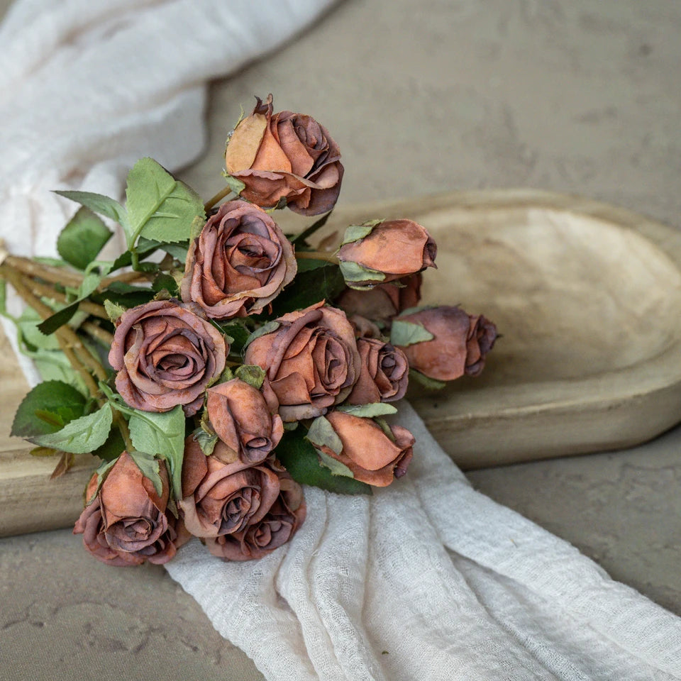 17" Sunset Dried Mini Rose Bundle