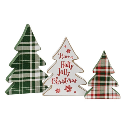 Holly Jolly Plaid Trees (S/3)