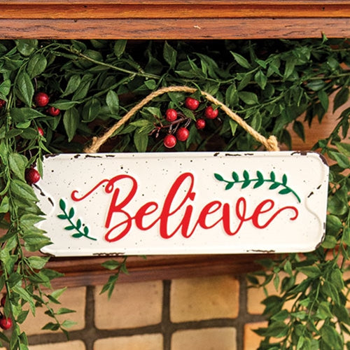 Metal Distressed Believe Sign