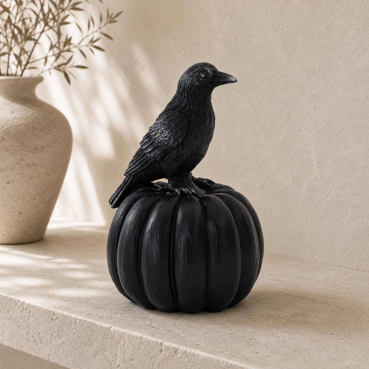 Black & Silver Raven w/ Pumpkin