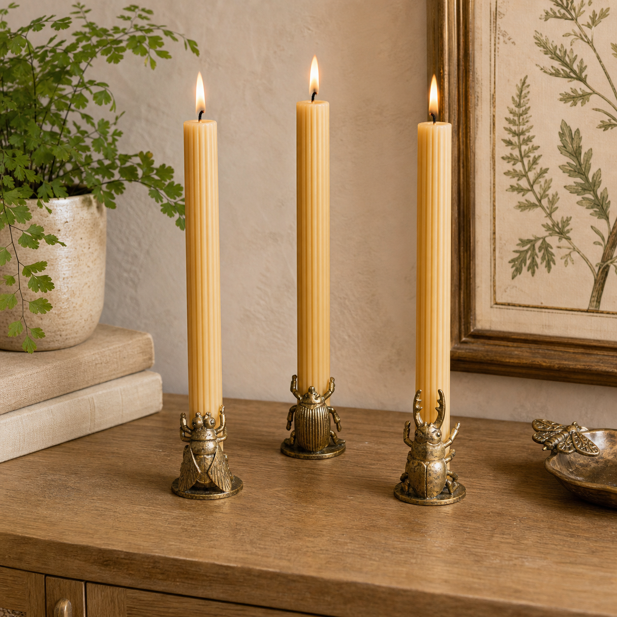 Short Golden Bugs Candle Holders (S/3)