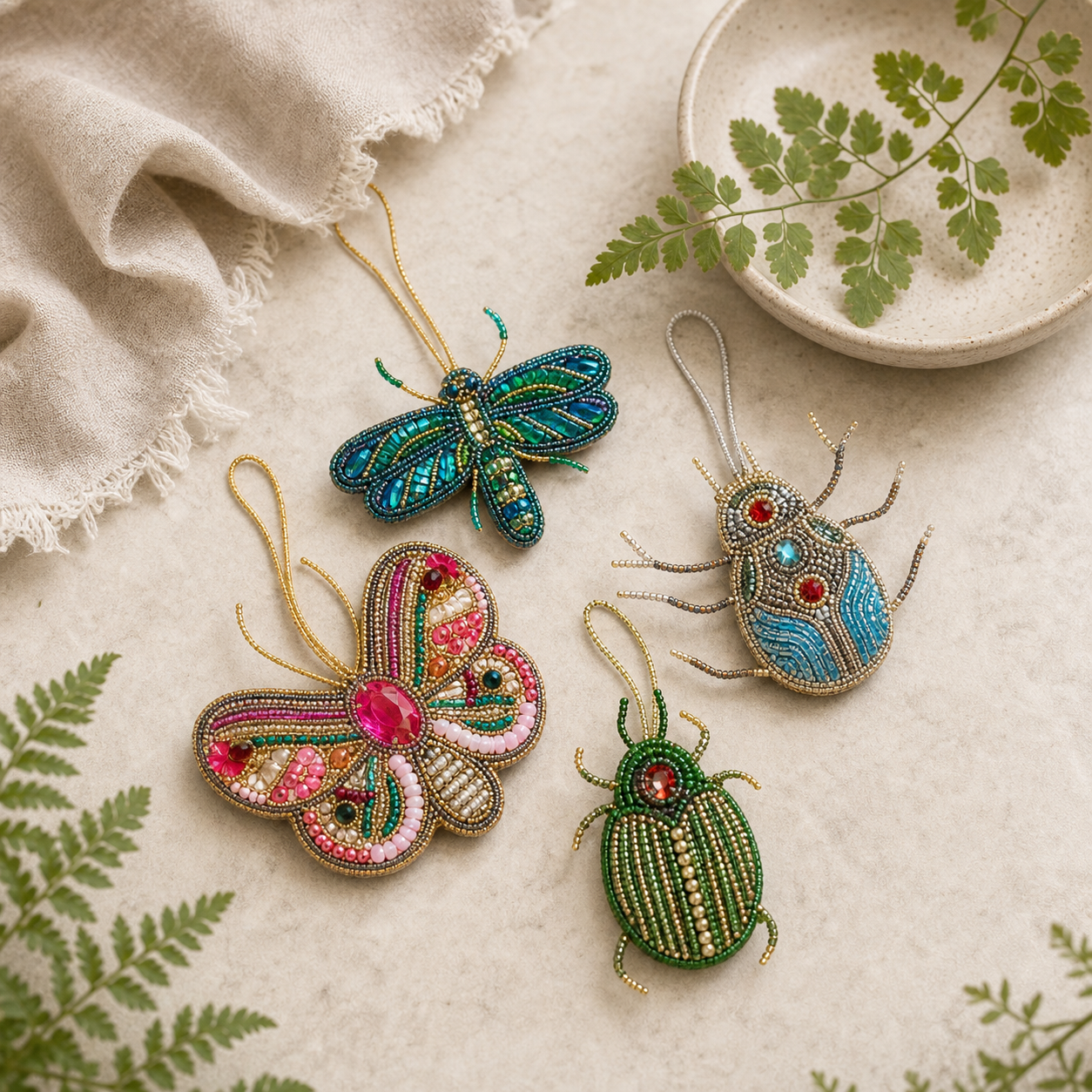 Beaded Insect Ornaments (S/4)