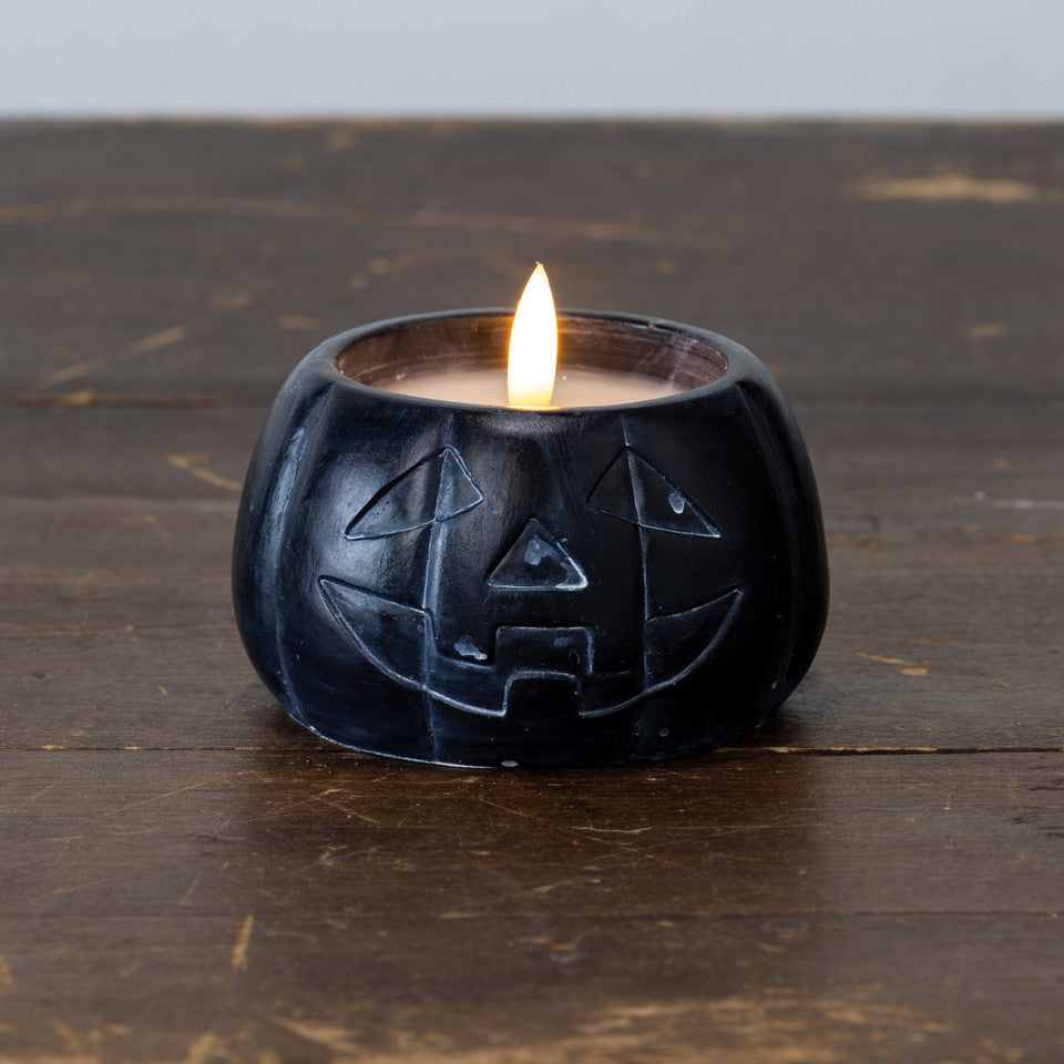 3" Black Jack O' Lantern LED Candle