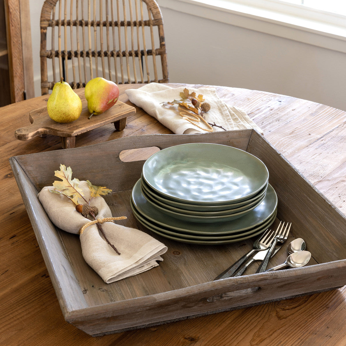 Large Reclaimed Wood Tray w/ Handles