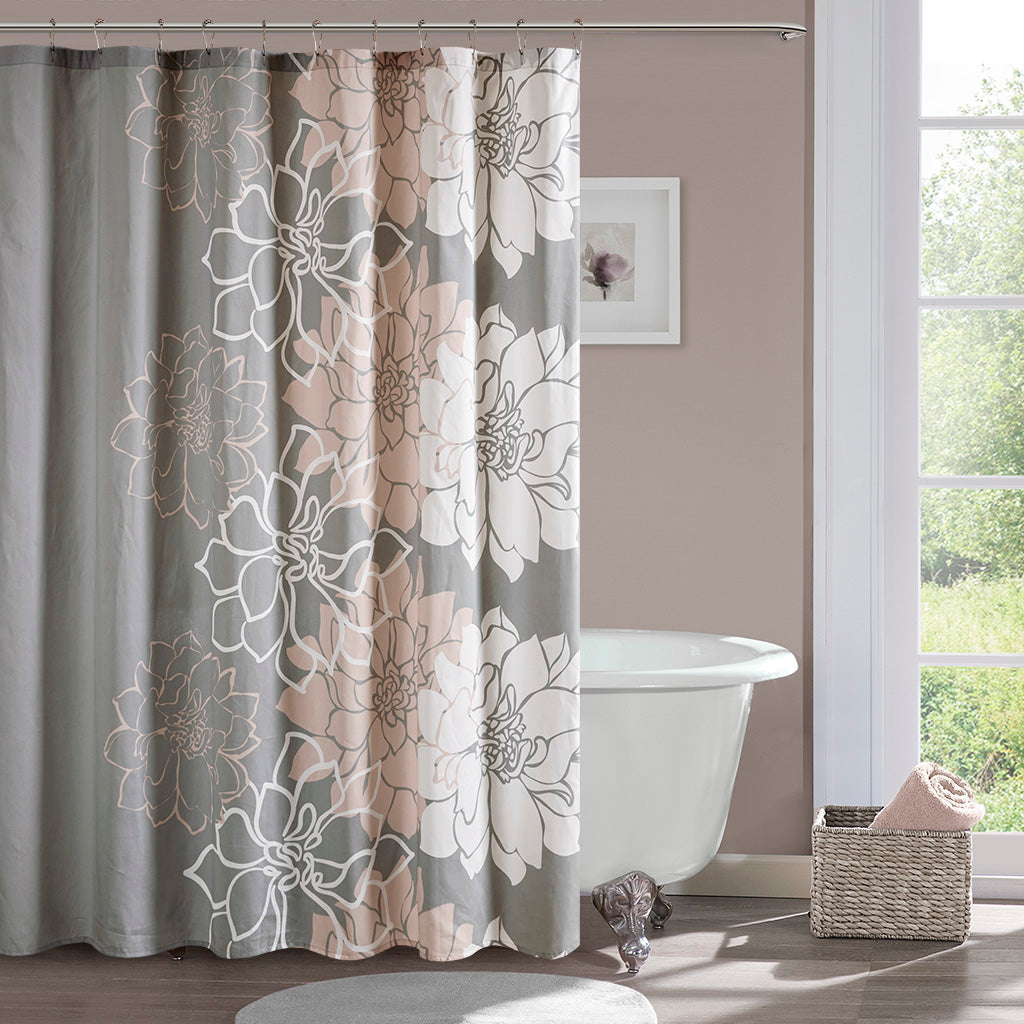 Lola Floral Printed Burnout Shower Curtain