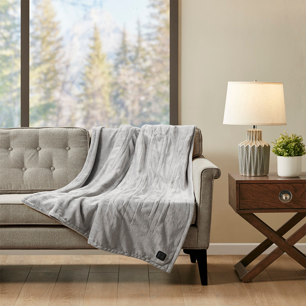 Plush Heated Heated Metallic Print Throw