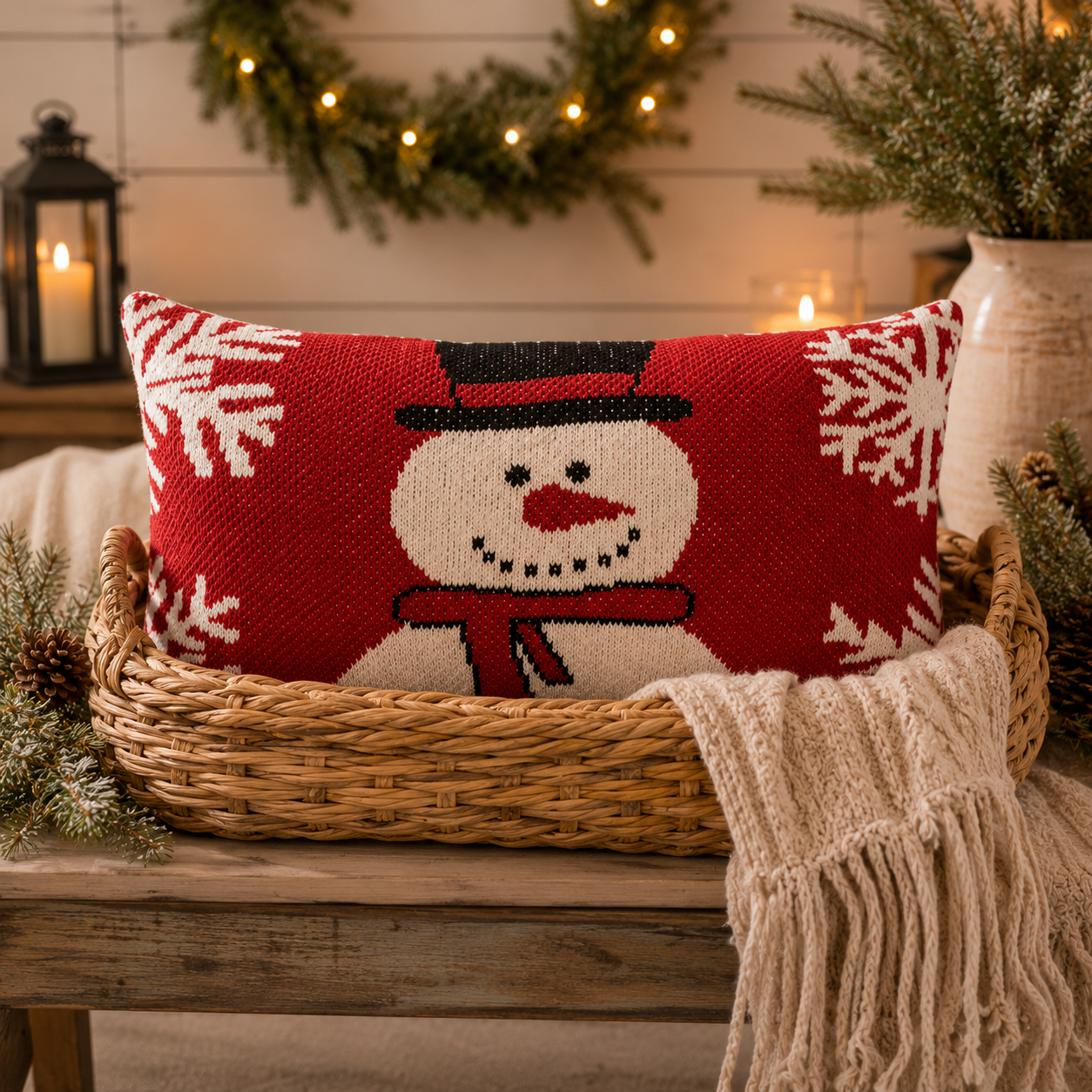 Frosty The Snowman Knit Pillow