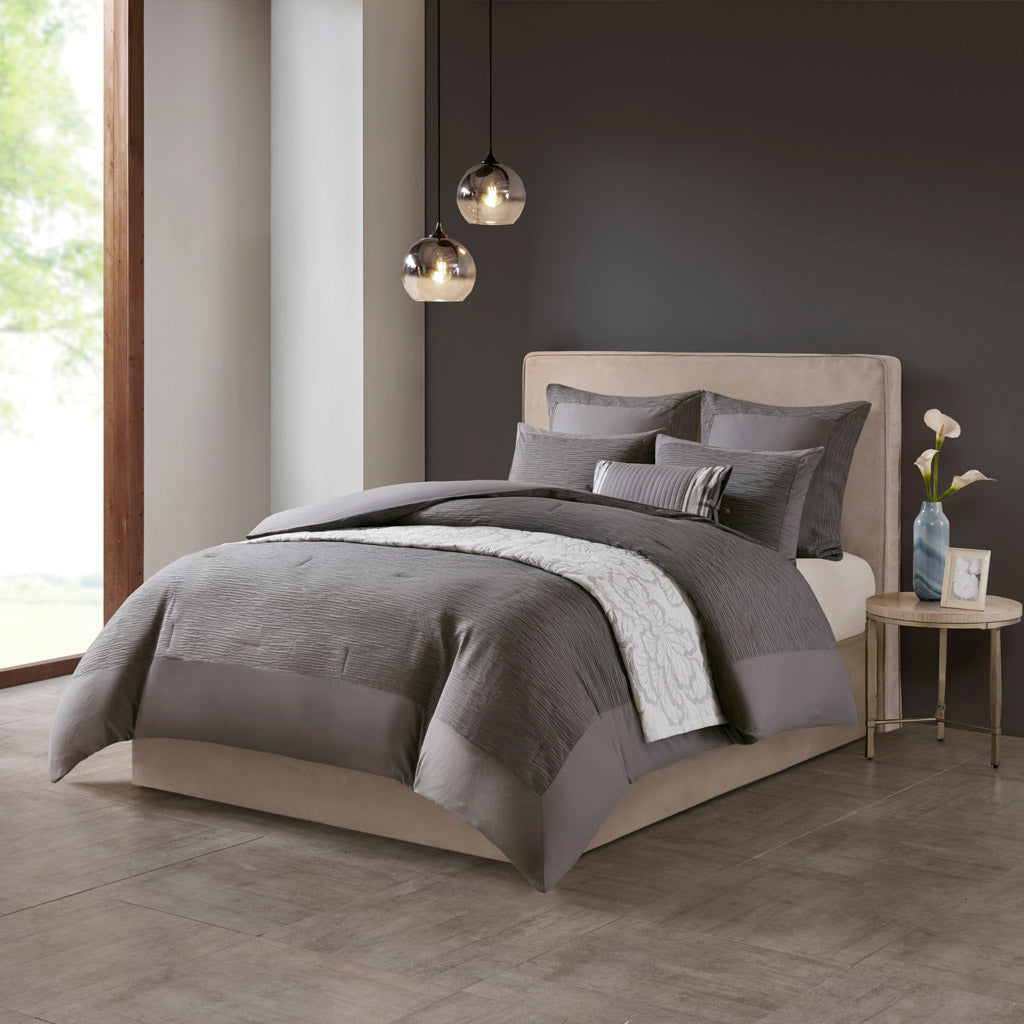 Hanae Cotton Blend Yarn Dyed 3 Piece Comforter Set