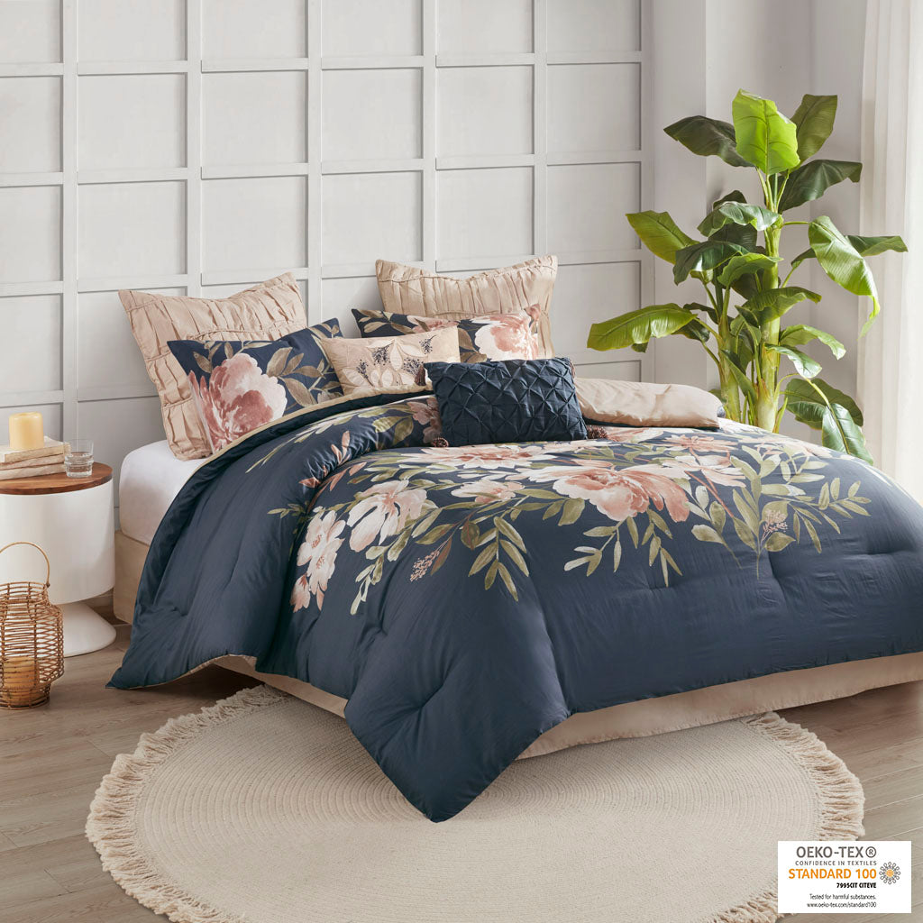 Camillia 7 Piece Cotton Sateen Comforter Set