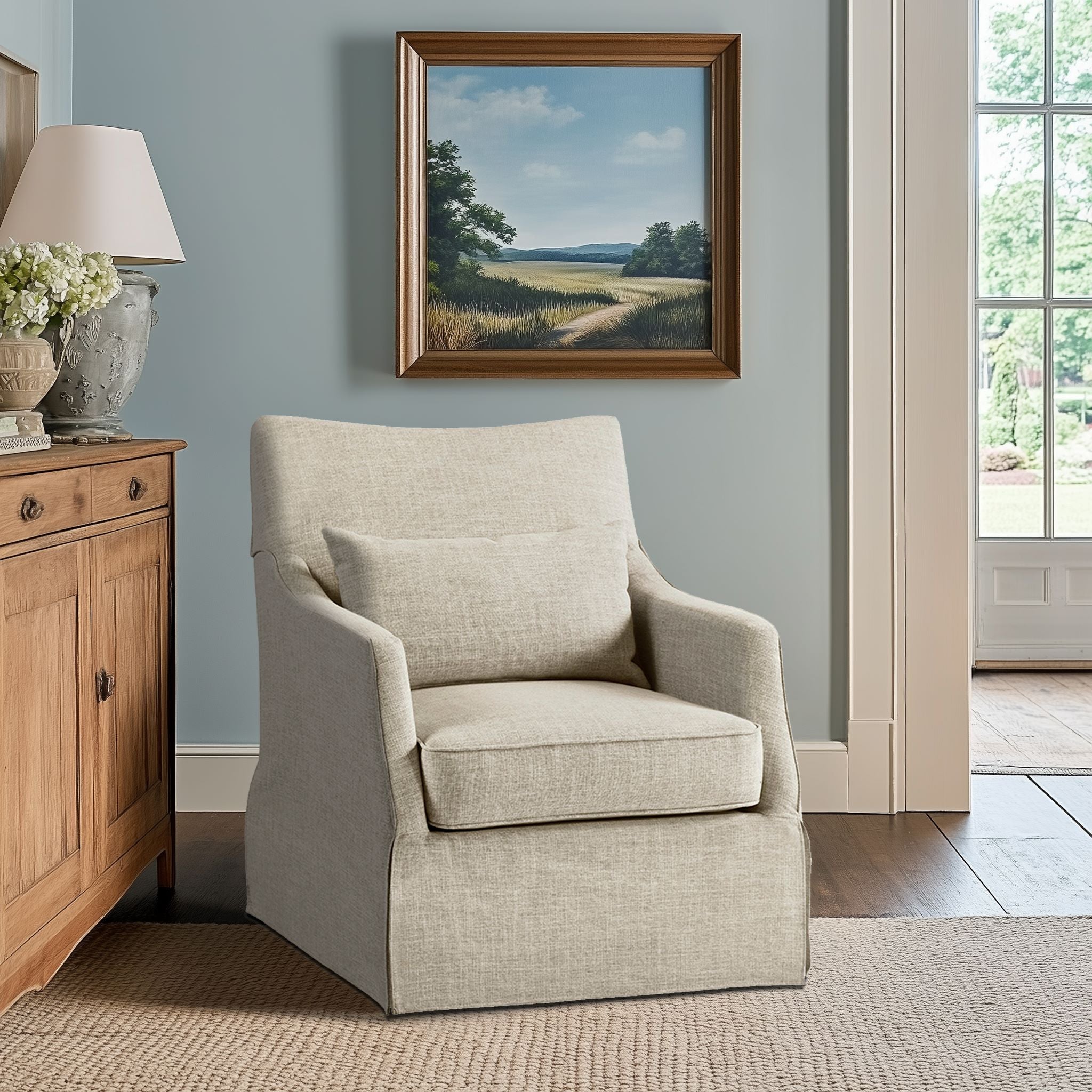 London Skirted Swivel Chair