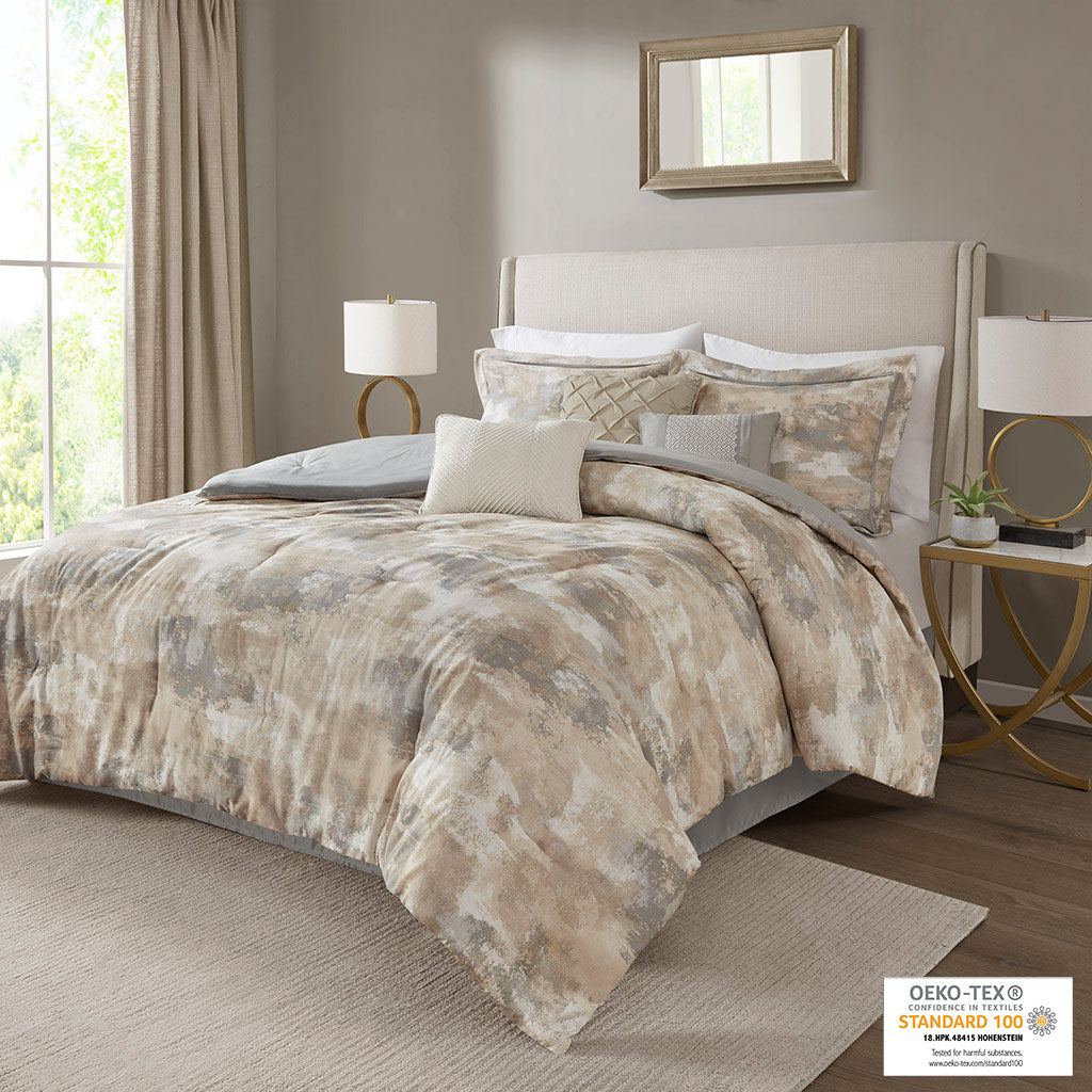 Beacon 6 Piece Jacquard Comforter Set with Throw Pillows