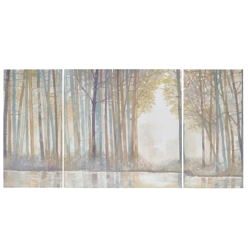 Forest Reflections Gold Foil and Hand Embellished Framed Canvas Wall Art