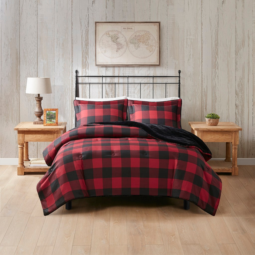 Bernston Faux Wool to Faux Fur Down Alternative Comforter Set