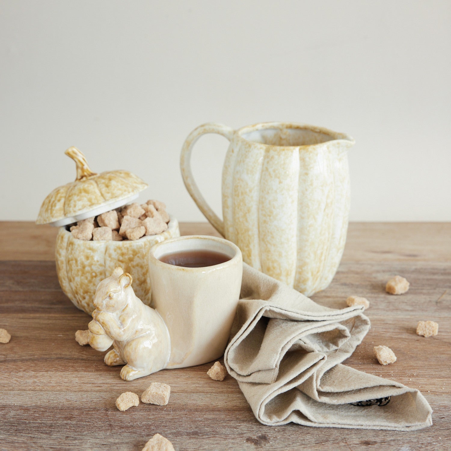 Stoneware Pumpkin Container