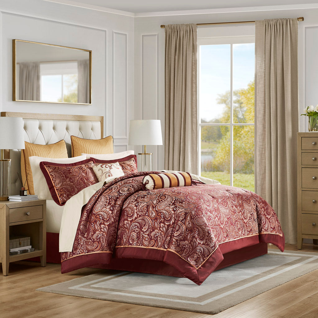 Aubrey 7 Piece Chenille Jacquard Comforter Set