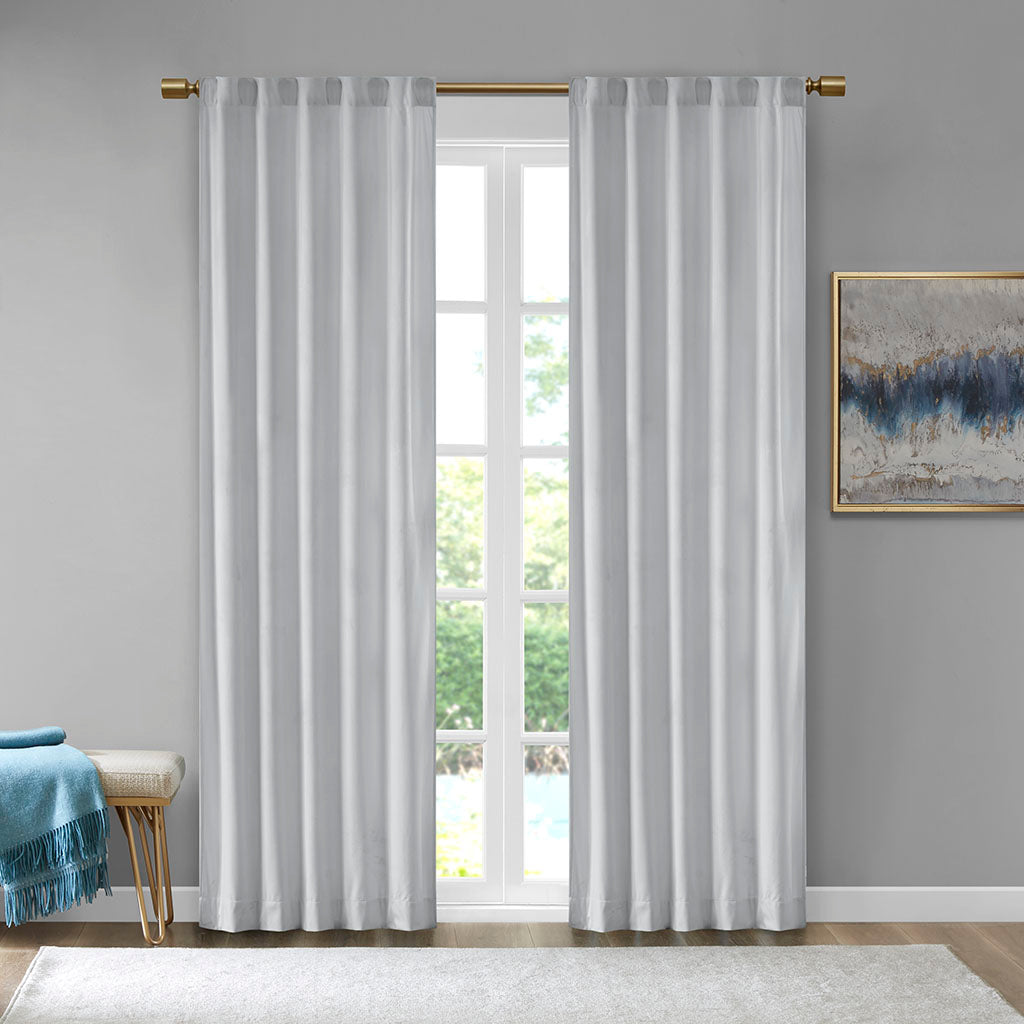 Colt Room Darkening Metallic Printed Poly Velvet Rod Pocket/Back Tab Window Panel Pair