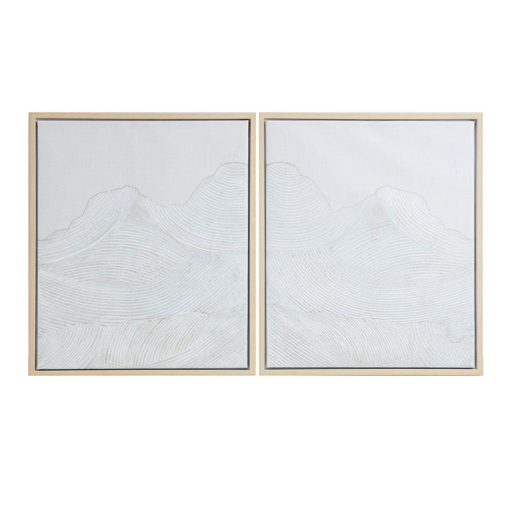 Desert Serenity Hand-Embellished Abstract 2-Piece Framed Canvas Wall Art Set