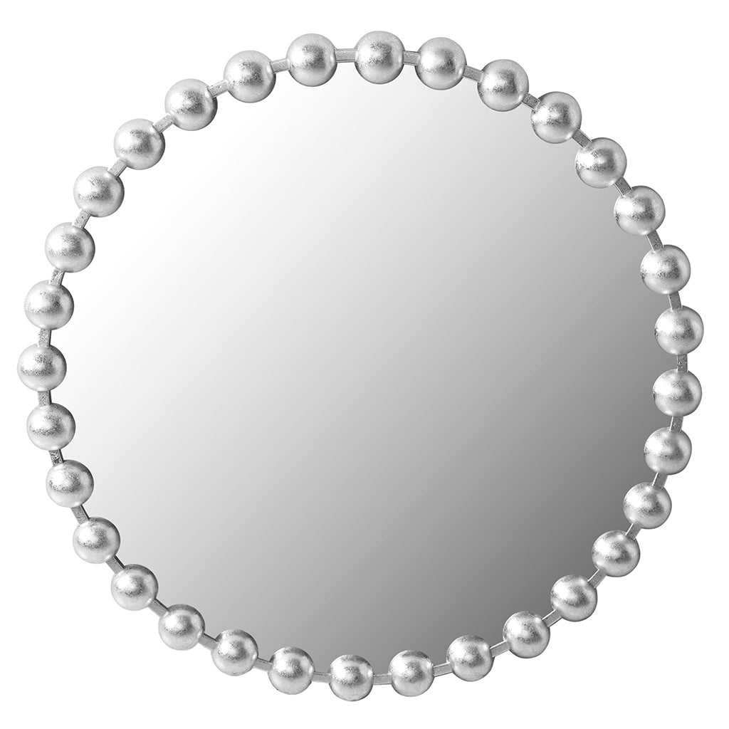 Marlowe 36" Large Decorative Round Wall Mirror with Beaded Metal Frame