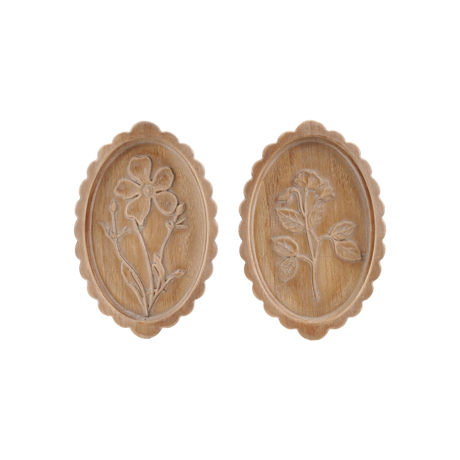 Wood Scalloped Floral Wall Decor