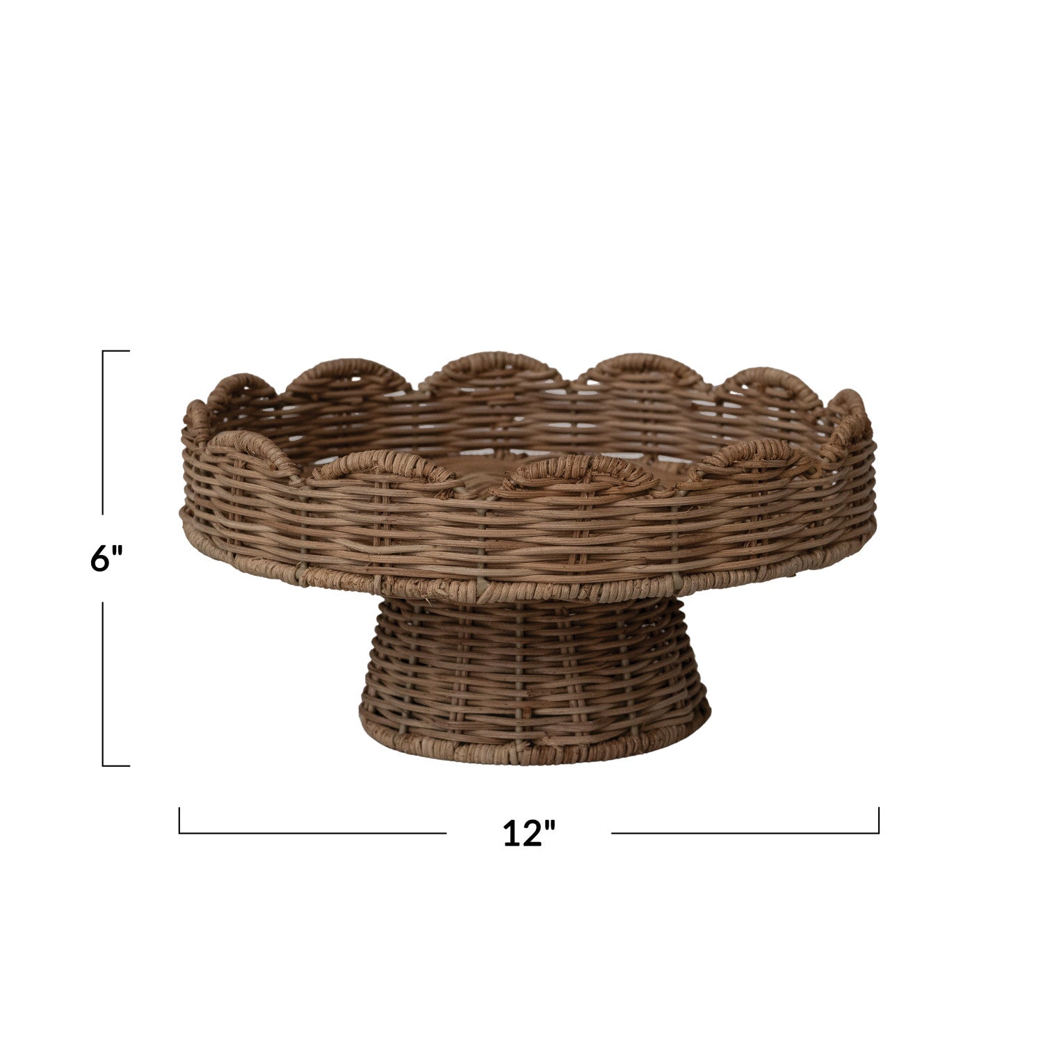 Scalloped Rattan Pedestal