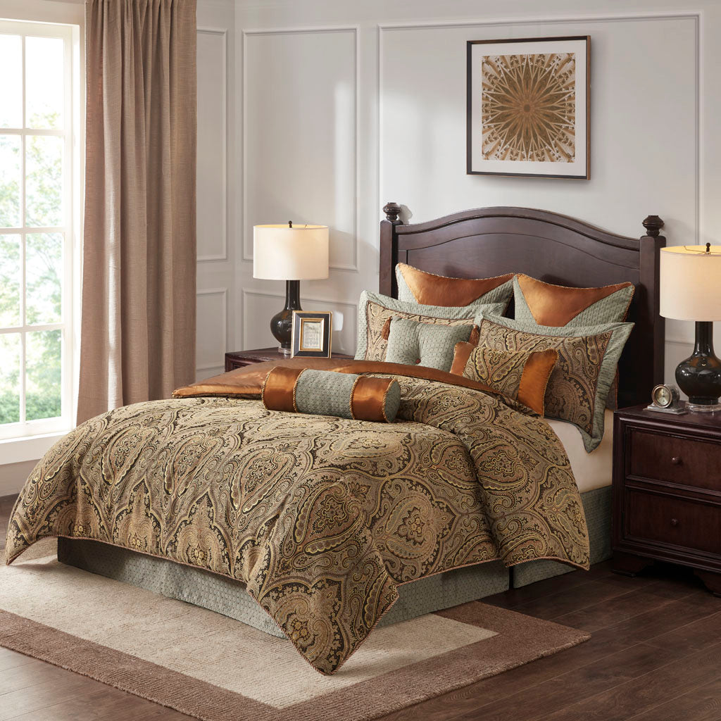 Canovia Springs 9 Piece Jacquard Comforter Set