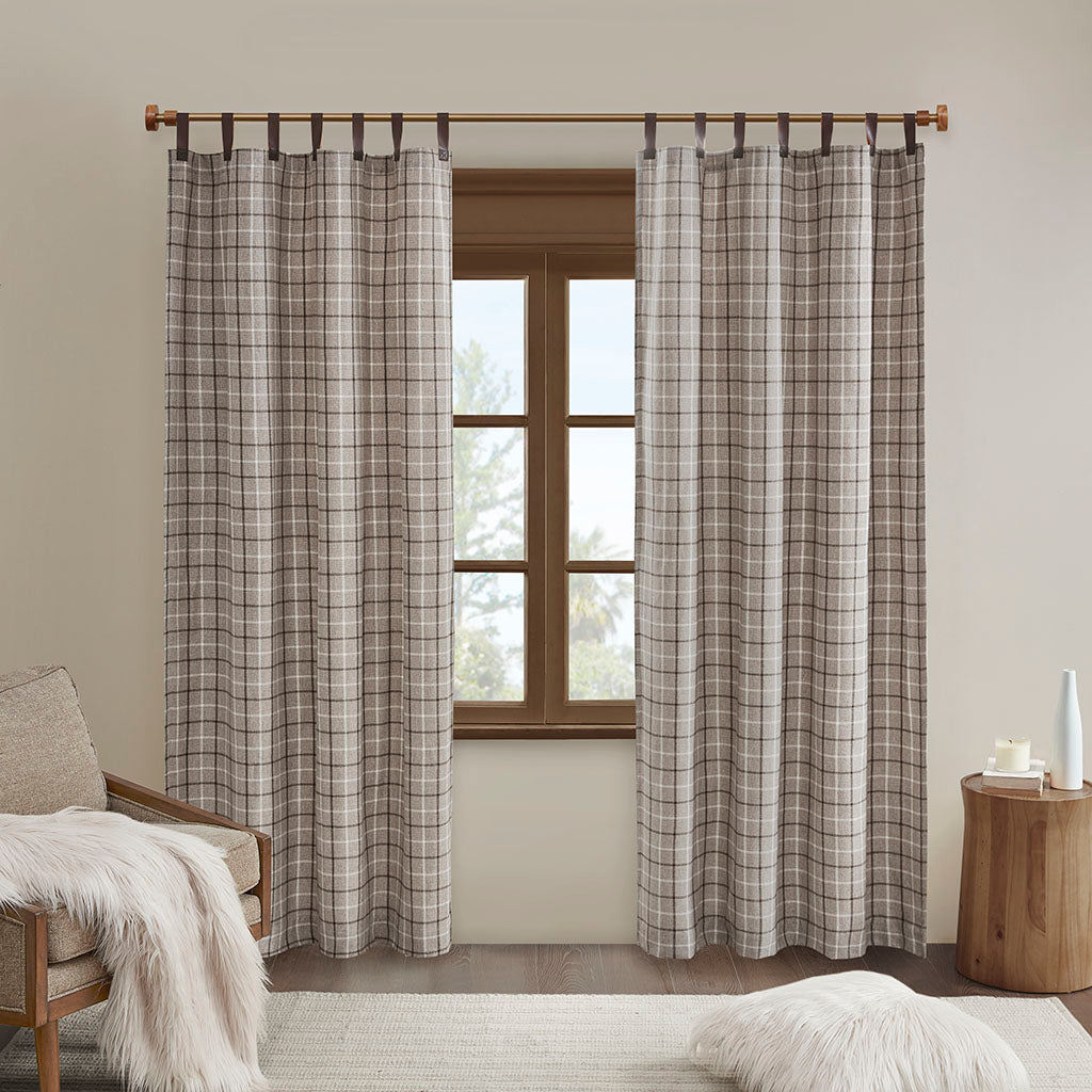 Anaheim Plaid Rod Pocket and Back Tab Curtain Panel with Fleece Lining