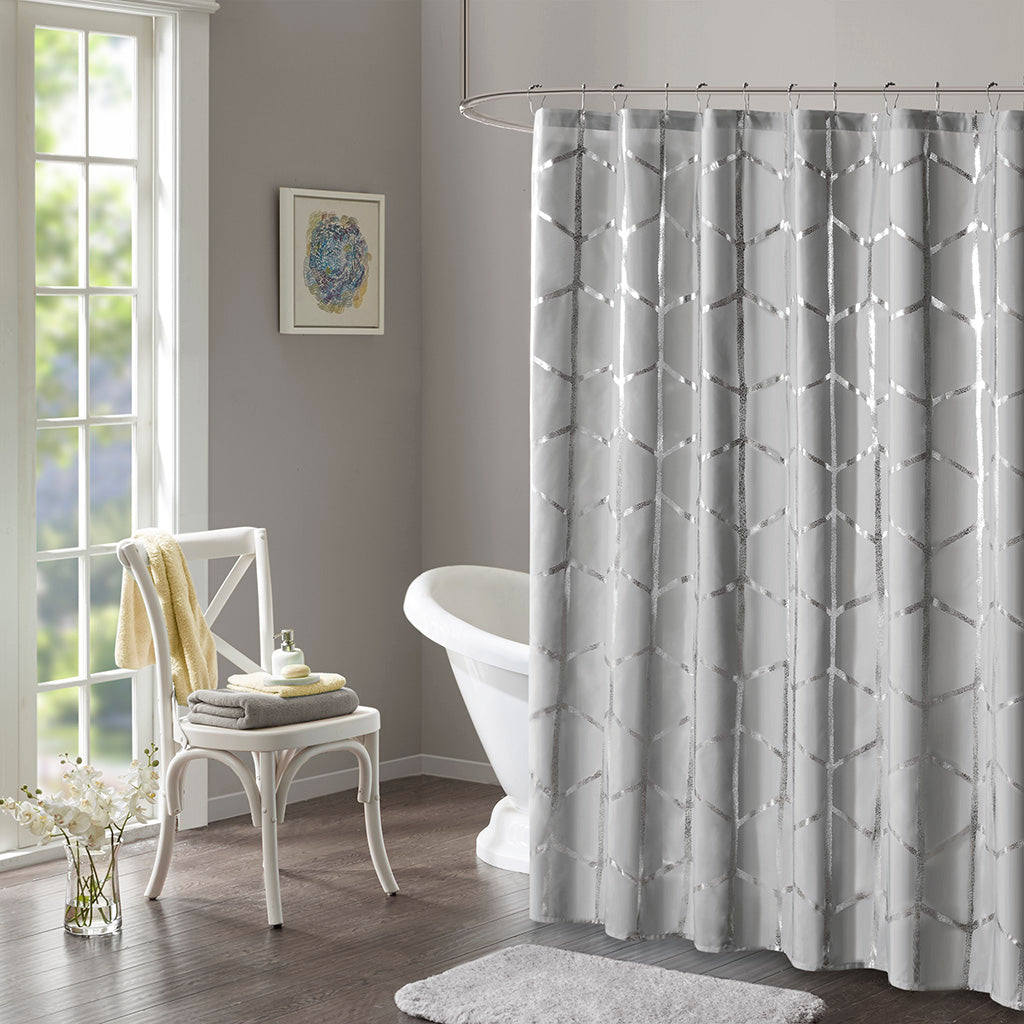 Raina Metallic Printed Shower Curtain