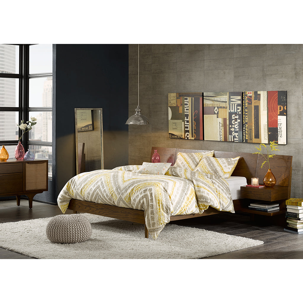 Clark Platform Bed frame with Live-Edge Headboard and Built-in Nightstands/Drawers