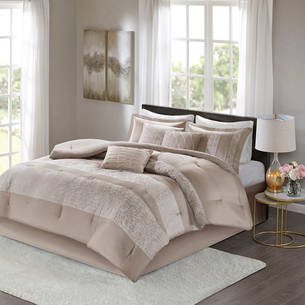 Ava 3 Piece Tufted Cotton Chenille Palm Comforter Set