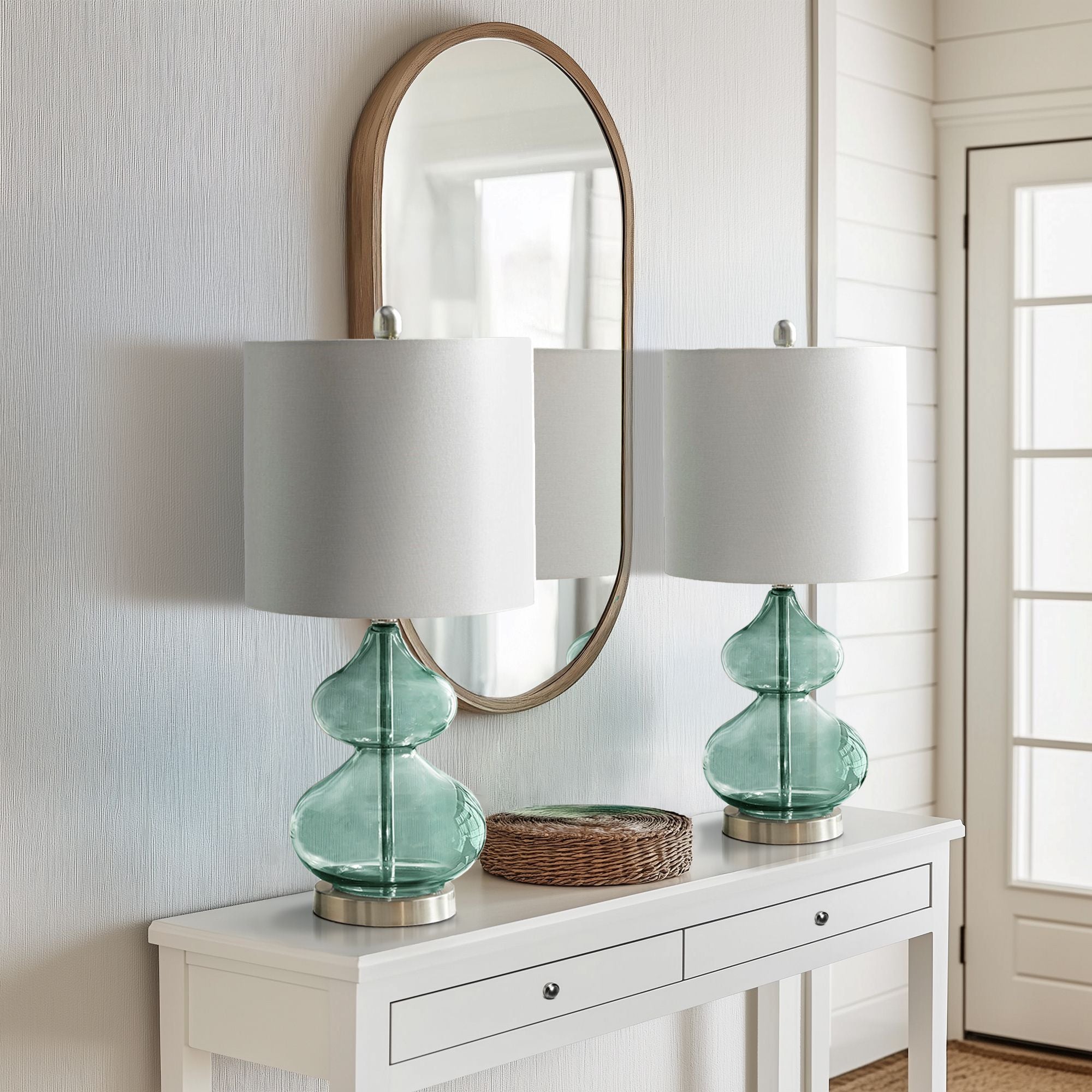 Ellipse Curved Glass Table Lamp, Set of 2