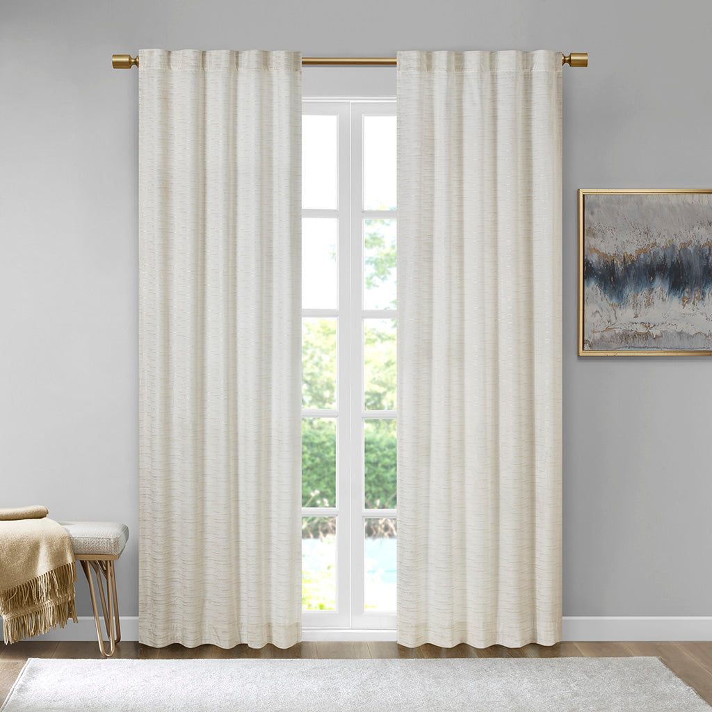Colt Room Darkening Metallic Printed Poly Velvet Rod Pocket/Back Tab Window Panel Pair